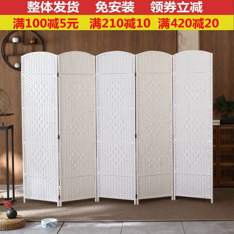 需定制草编屏风隔断时尚简约客厅玄关门现代卧室折屏酒店简易藤编