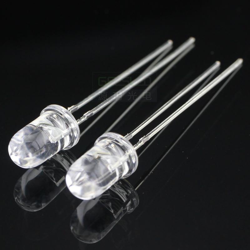 5mm超高亮发光二极管F5圆头正白红蓝绿黄聚光指示鼠标灯led灯珠