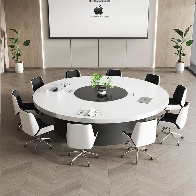 需定制简约现代白色烤漆会议桌大小型6人10人圆形C形办公会议室桌