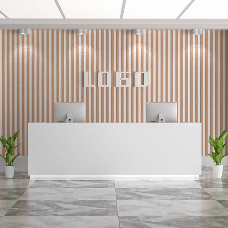 需定制服装店吧台鞋店收银台白色烤漆形象台公司前台接待台简约现