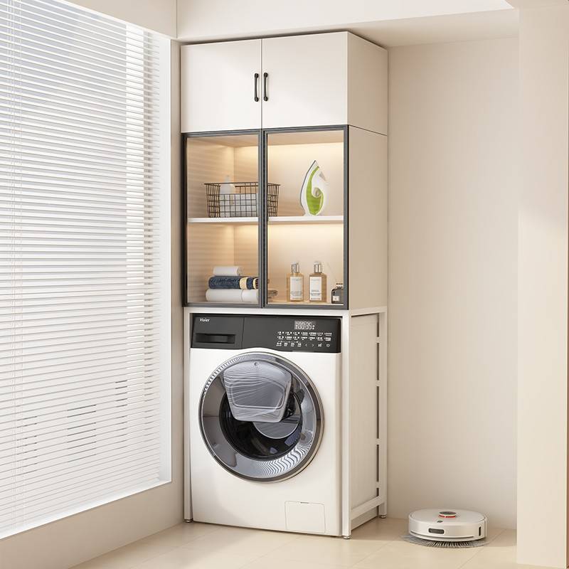 需定制实木洗衣机柜一体组合浴室阳台柜卫生间落地柜上方多层收纳