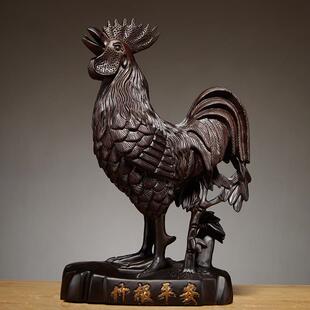 黑檀木公鸡实木质动物十二生肖鸡雕刻摆件家居客厅装饰工艺品送礼