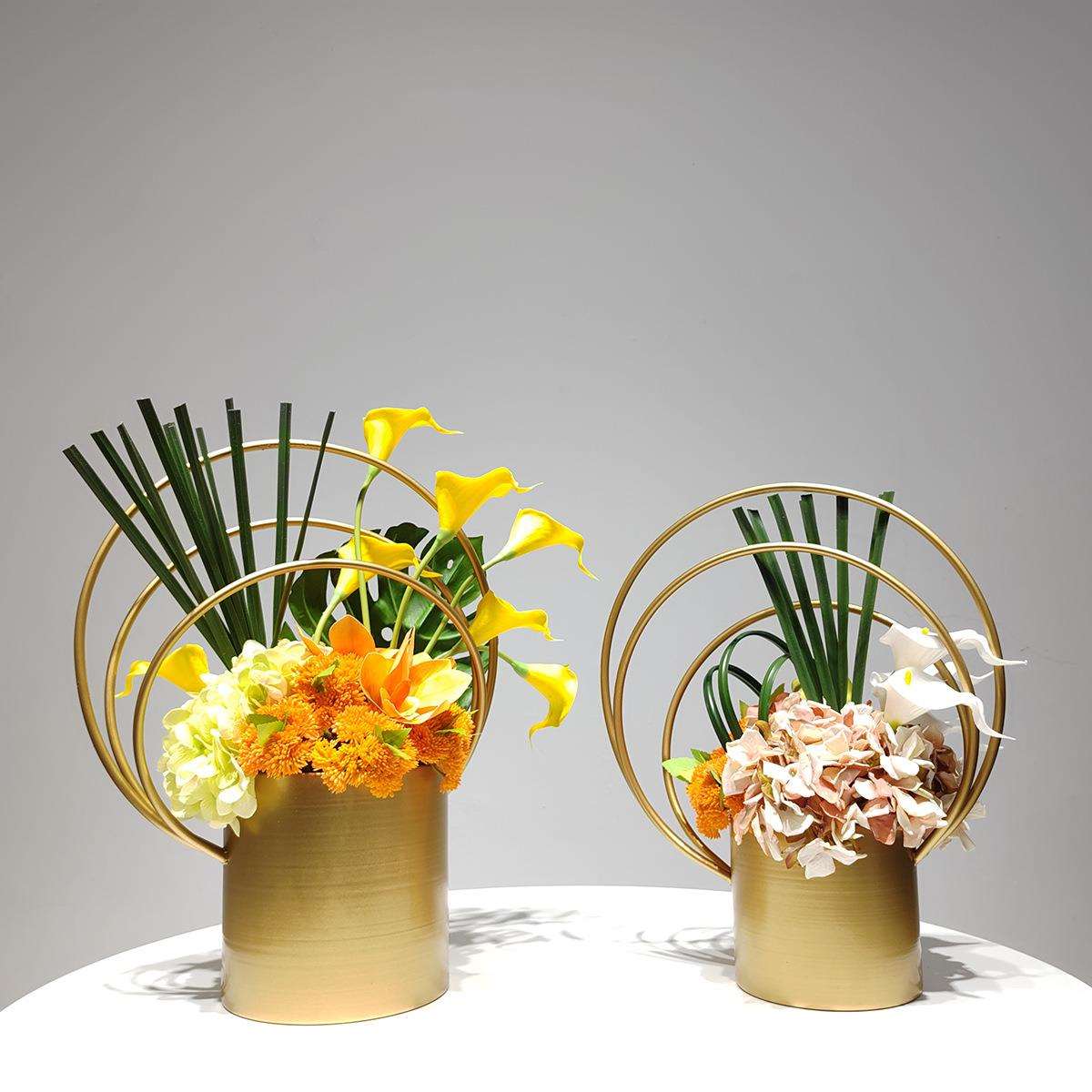 现代花卉植物假花客厅茶几餐桌会客室装饰品欧式轻奢仿真花艺摆件