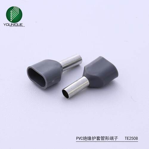 双线尼龙绝缘护套管形端子针形接线端子TE型欧式冷压端头2*2.5mm2
