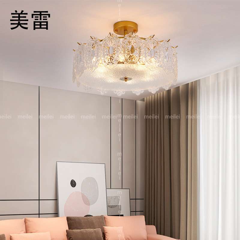 轻奢意式水晶吸顶灯浪漫简约创意设计师款女生温馨主卧室灯具