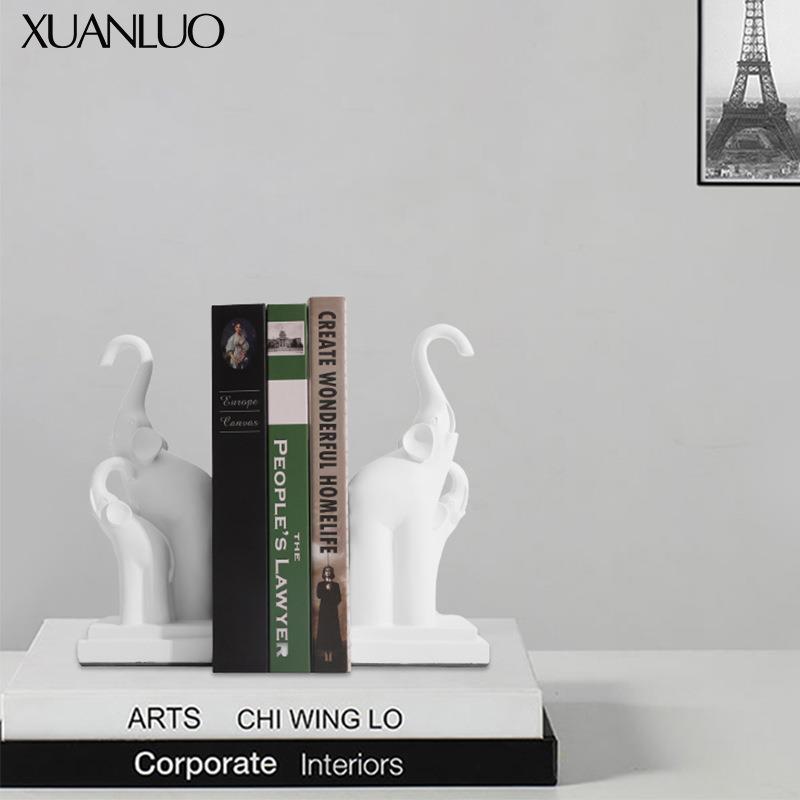 现代家居书房小象书挡书立树脂摆件客厅卧室茶几软装饰品小象书立