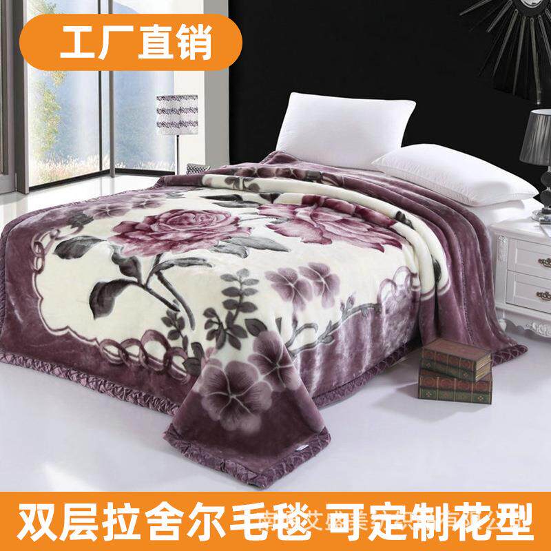 拉舍尔毛毯 盖毯 2023新款拉舍尔毛毯学生毯双层加厚毛毯冬季加厚