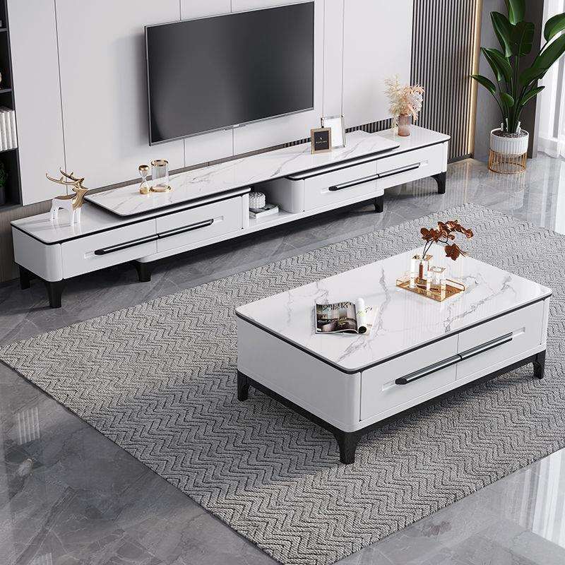 岩板电视柜茶几家用客厅现代简约小户型新款可伸缩电视柜