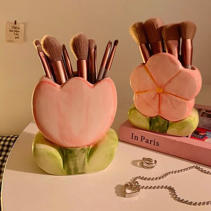 MOLA.Initial.化妆刷收纳盒办公室笔筒口红刷子桶收纳盒  初昕