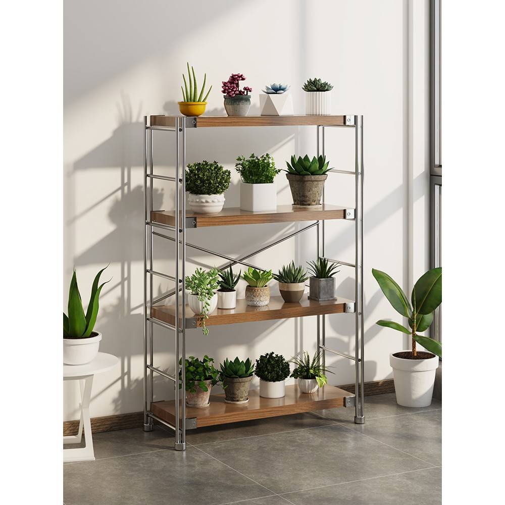 需定制日式置物架落地多层中古储物架厨房收纳架客厅阳台花架简约