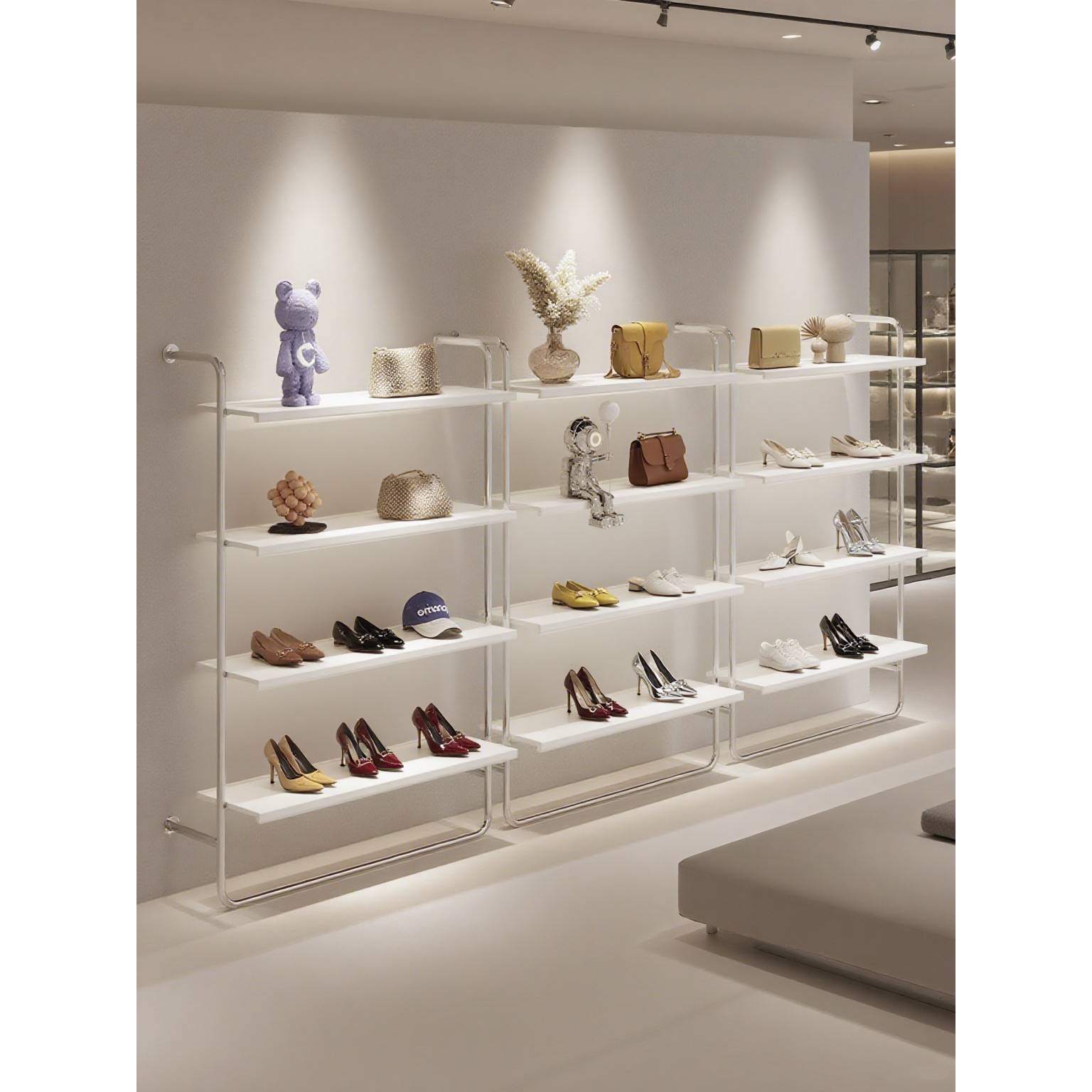 需定制服装店鞋包帽子展示架上墙不锈钢多层饰品陈列架置物架