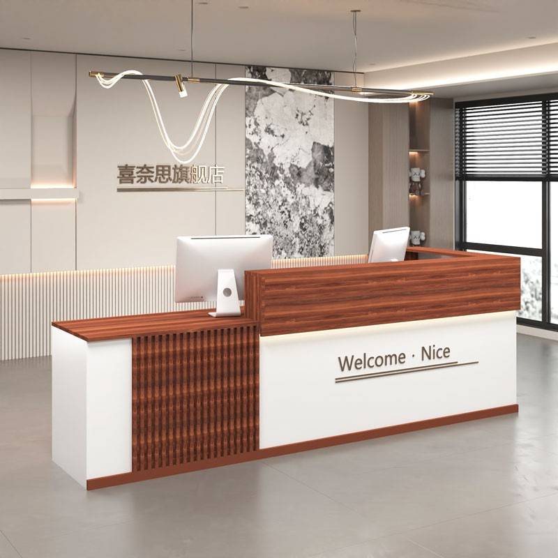 需定制转角吧台收银柜台新中式柜台服装店简约现代办公桌公司前台