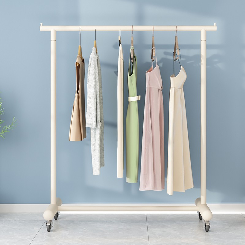需定制奶油风服装店展示架落地晾挂衣架酒店阳台衣帽架加粗阳台凉