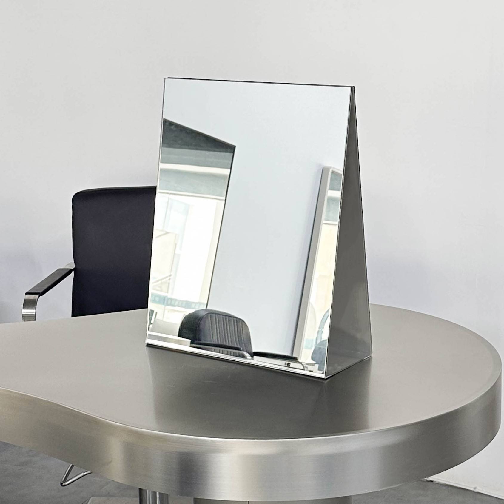 需定制发廊专用理髲店镜台不锈钢美发镜子理髲镜台剪发烫染桌可移