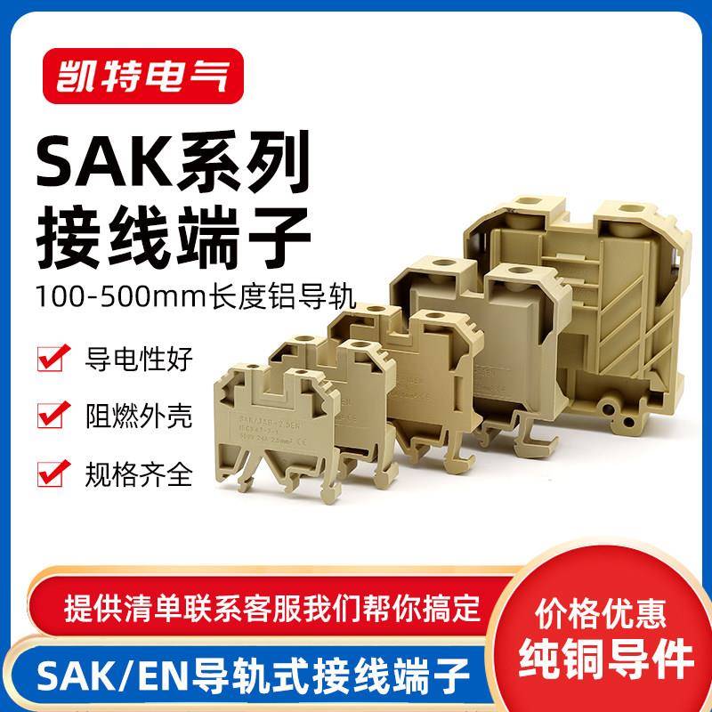 SAK2.5/4/6/10/16/25EN组合接线电压端子导轨式连接排D-SAK挡板片