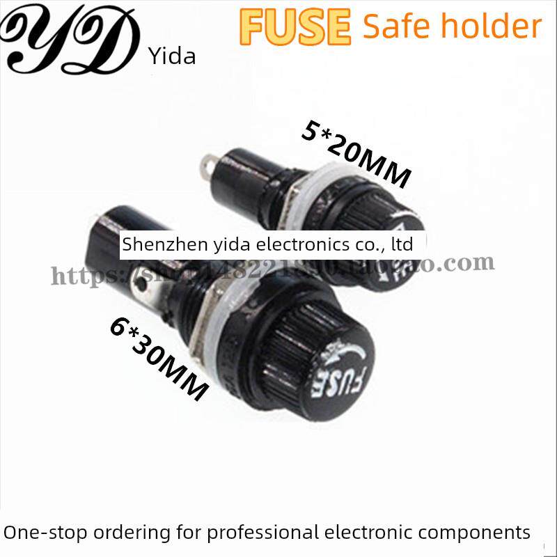 黑色FUSE 保险管座 玻璃管 5*20 6*30MM 保险丝座 熔断器 2CM