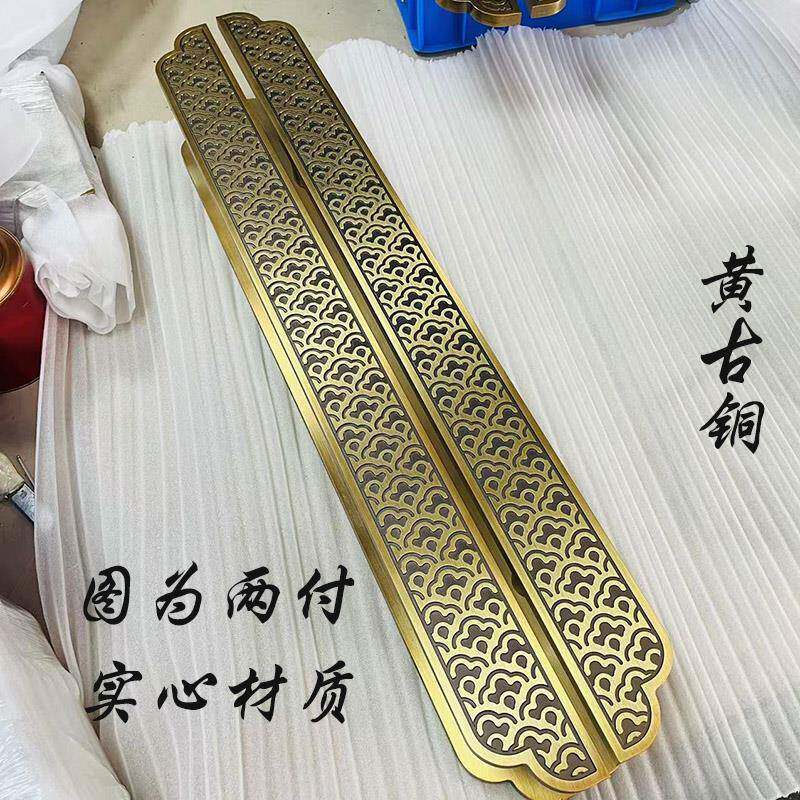 新中式大门拉手定制玻璃门拉手古铜祥云木门把手会所包厢刻字logo