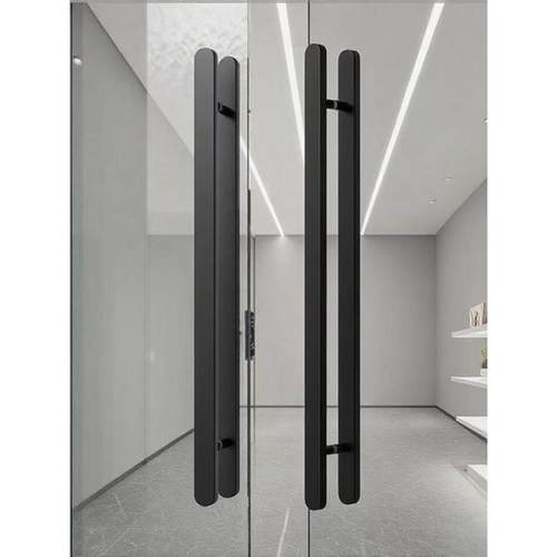 极简玻璃门拉手黑胡桃实木黑色现代新中式推拉门把手门面拉手木质