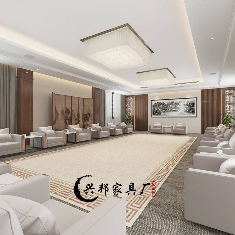 需定制新中式实木单人办公会议皮艺沙发领导酒店政府贵宾窒商务休