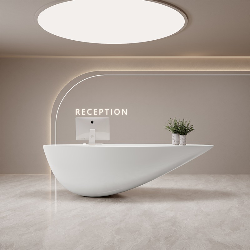 需定制玻璃钢烤漆前台接待台公司简约现代办公异形创意时尚定制医