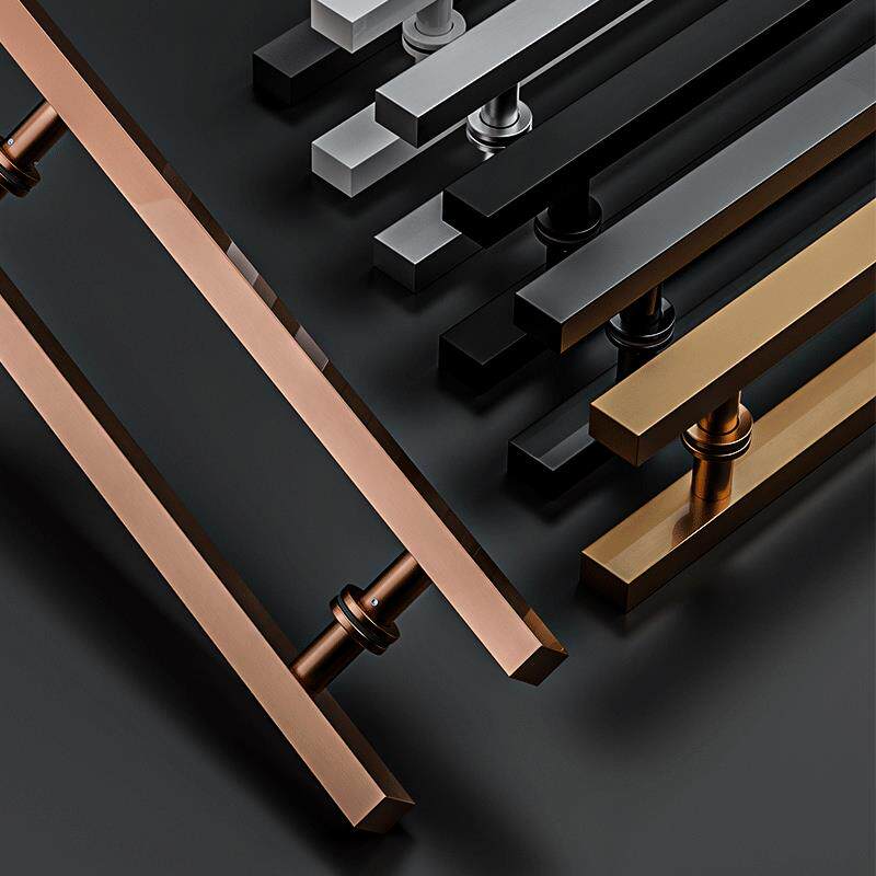 玻璃门拉手大门把手不锈钢方管黑色加厚木门ktv有框地弹门可定制