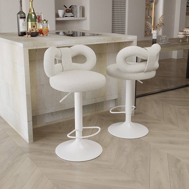需定制奶油风蝴蝶结吧台椅中古升降旋转家用高脚椅法式酒吧椅收银