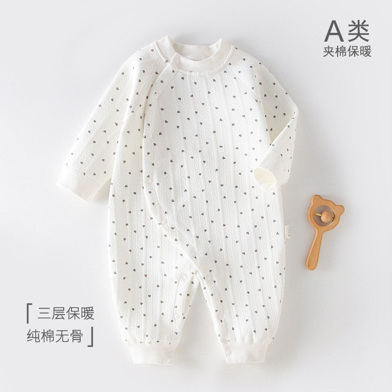 婴儿保暖连体衣秋冬季纯棉打底内
