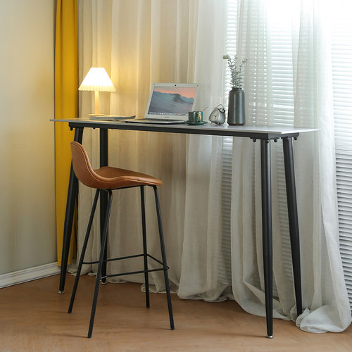 爆款岩板吧台桌家用轻奢大理石客厅隔G断靠墙长条阳台家庭高脚桌