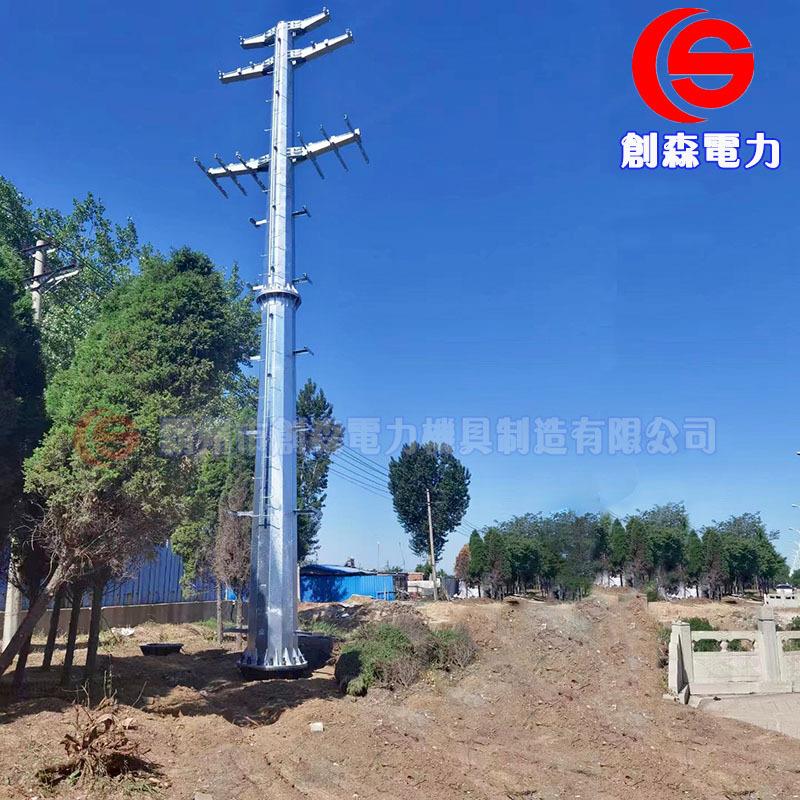 10千伏双回路直线杆双回路直线钢管杆电力四角塔钢管塔基础施工