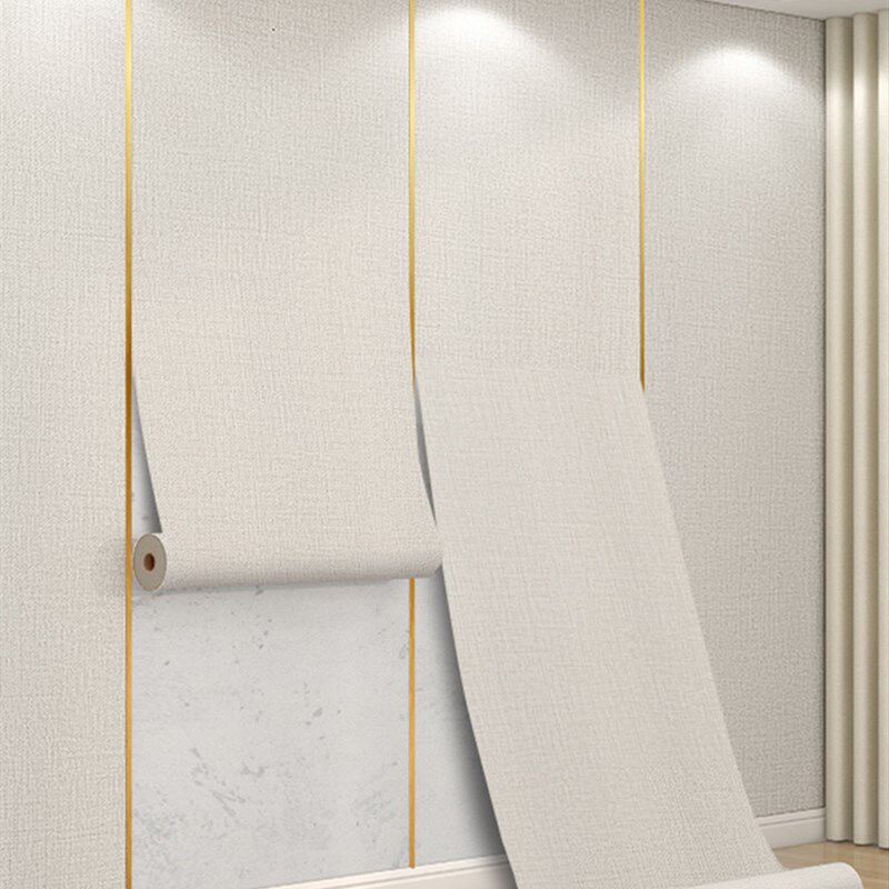 亚麻墙布无缝全屋自粘客厅电视沙发后墙卧室背景墙面装饰壁布加厚