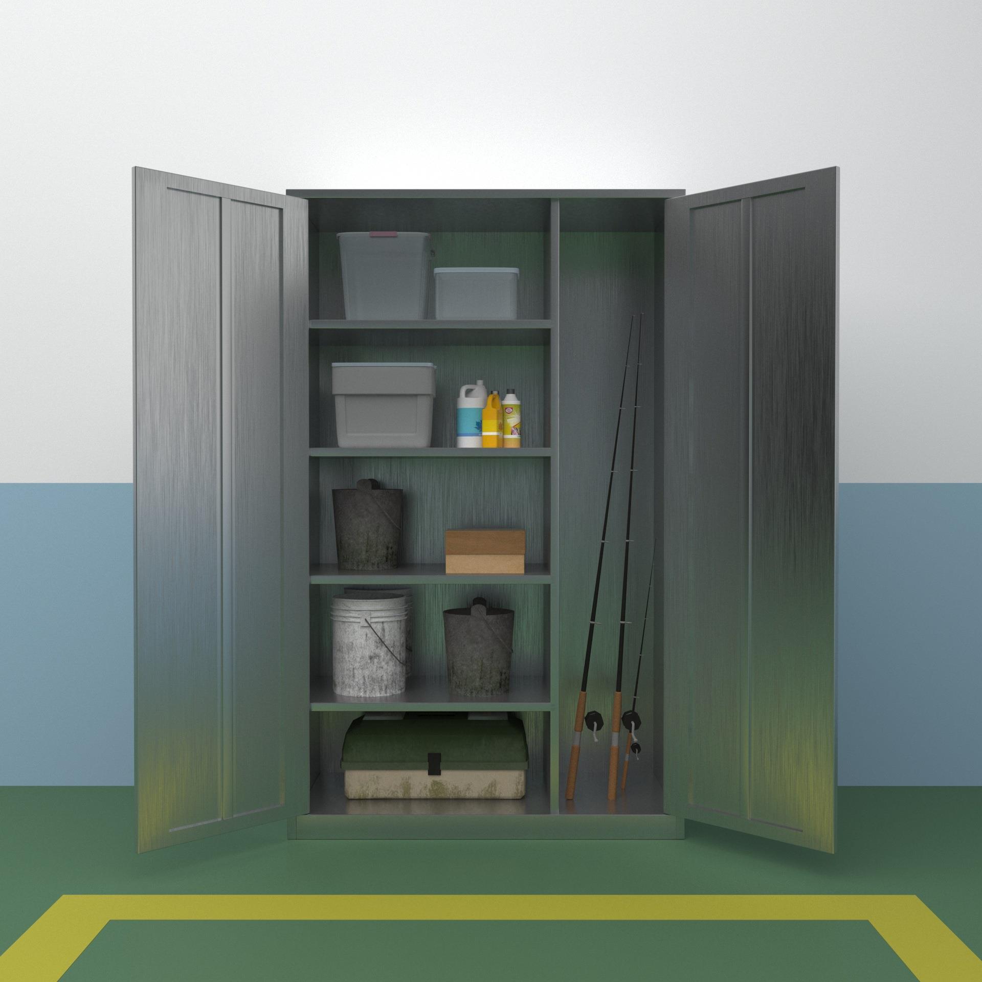 304不锈钢车位储物柜车库渔具收纳柜地下室杂物储藏柜阳台工具柜