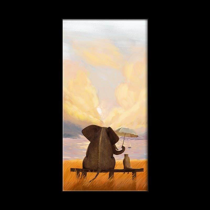 大幅走廊挂画大象装饰画沙发背景墙系玄关落地画过道巨幅网红