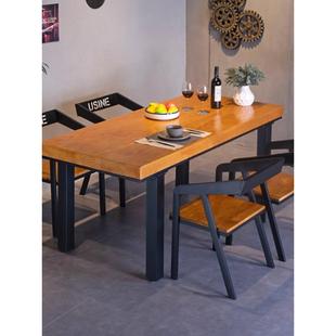 工业风铁艺实木餐桌椅组合现代休闲咖啡餐厅小户型火锅店酒吧桌子