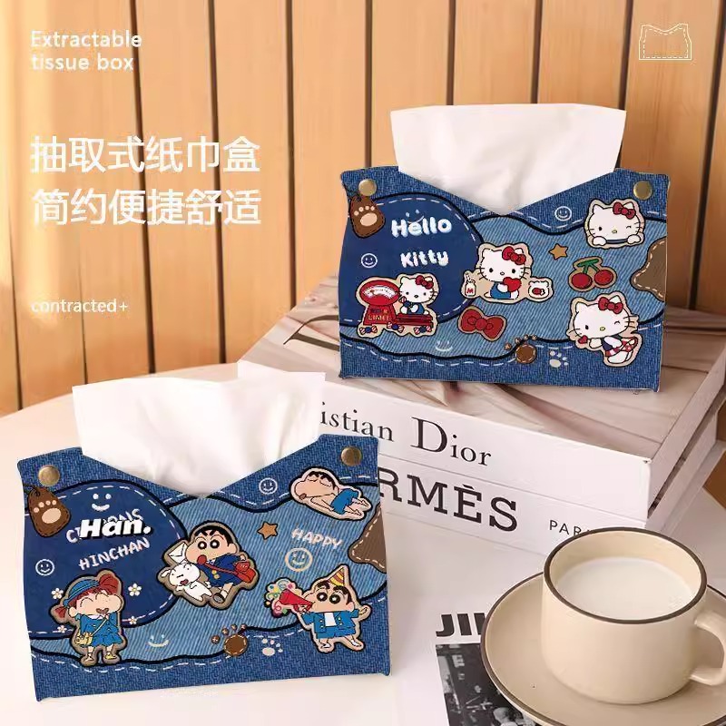 蜡笔小新牛仔车载轻奢纸巾盒