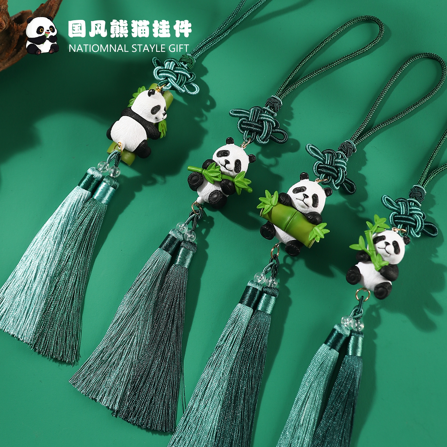 特色礼物送老外熊猫中国结小挂件图片