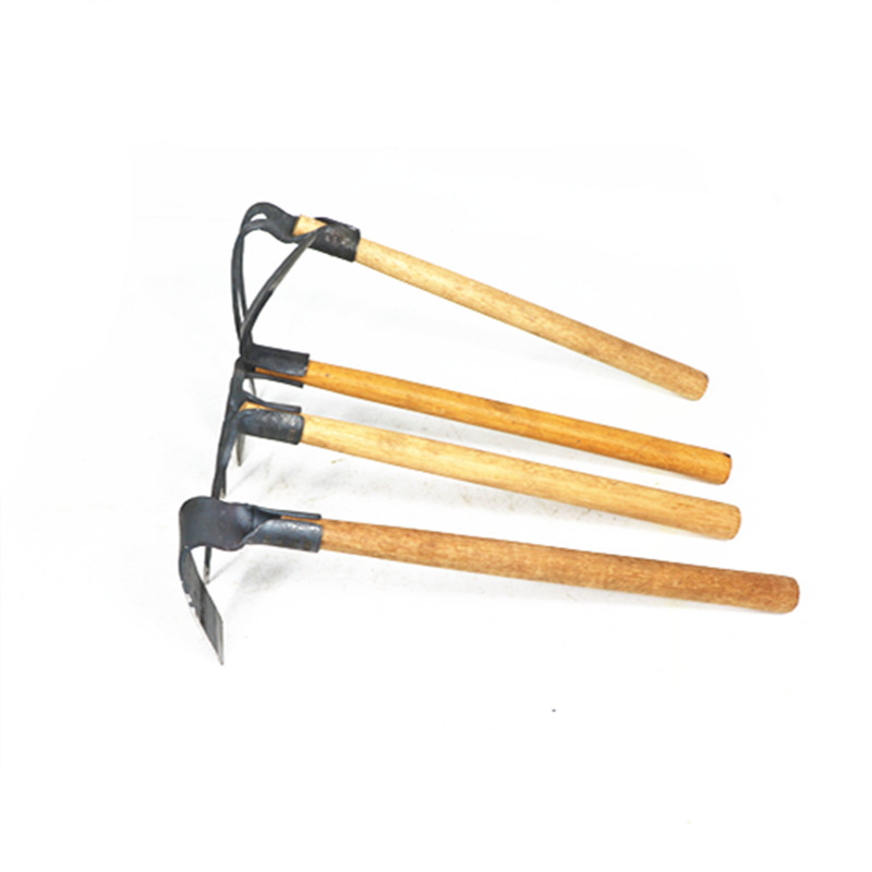 小锄头三齿铁耙子抓钩刨地耙翻地松土花园耙木柄钉耙平头尖头镐头