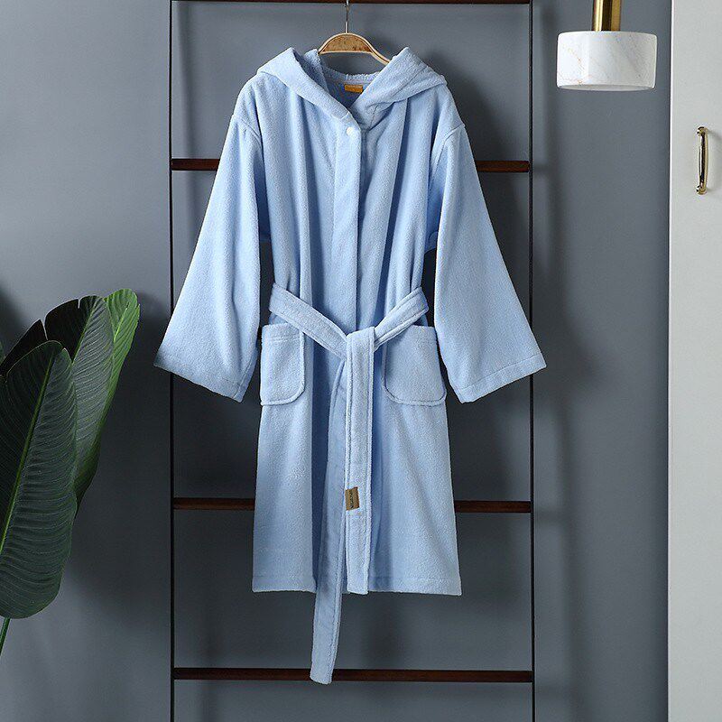 Q3Y纯棉A类毛巾儿童浴袍吸水男女孩大童浴衣浴巾斗篷带帽小孩洗澡