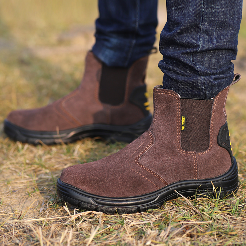 劳保鞋男靴子一脚蹬电焊防护高帮焊工鞋钢包头安全鞋防砸防穿刺