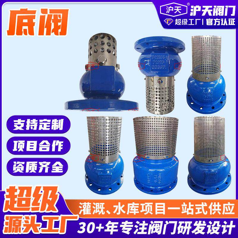 出口底阀球墨铸铁阀体304不锈钢滤网法兰水泵底阀升降式吸水底阀