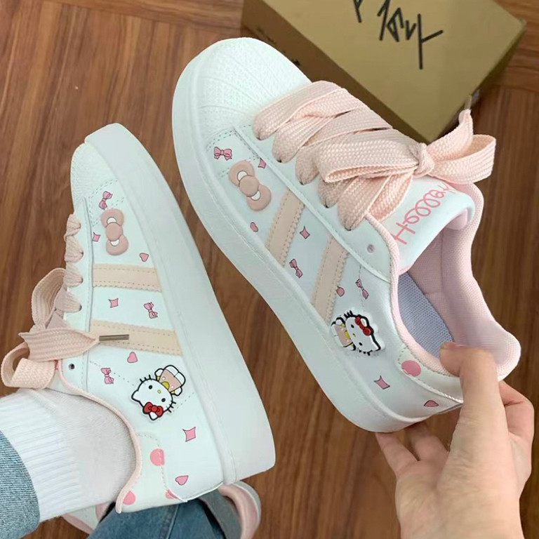 贝壳头粉色Hellokitty猫休闲vibe风板鞋学生百搭透气纯色2025春季
