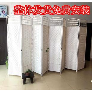 草编屏风隔断现代简约遮挡家用客厅卧室简易折叠移动折屏实木折屏