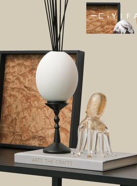 一匚 意式玄关桌面大理石蛋形装饰抽象雕塑装饰品 样板间书房摆件