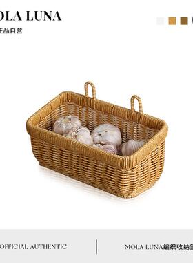 MOLA.Plain.收纳篮家用厨房仿藤姜蒜鸡蛋收纳筐编织壁挂篮丨素仿