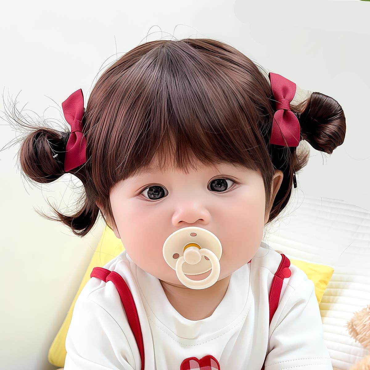 宝宝整顶假发女乖巧可爱双丸子头自然仿真发舒适短发日常波波头套