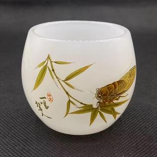 茶杯山水杯高档建盏客杯隔热 一鸣惊人玉瓷琉璃主人杯家用高端中式
