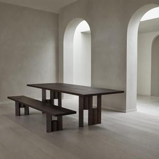 意式极简实木餐桌原木大板洽谈桌接待桌创意茶桌现代设计师工作台