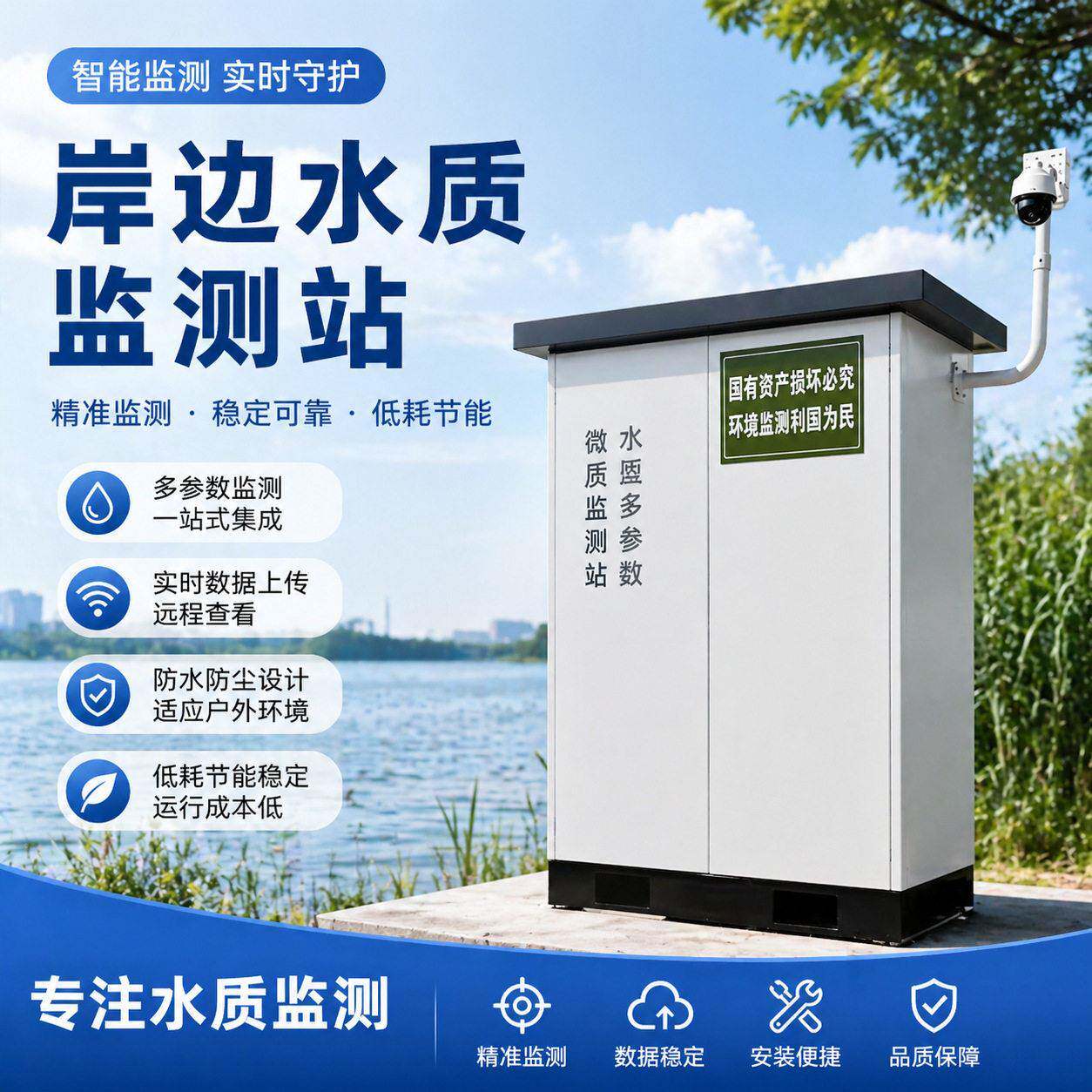 微型多参数水质在线监测站河流湖泊pH溶解氧浊度电导率检测仪