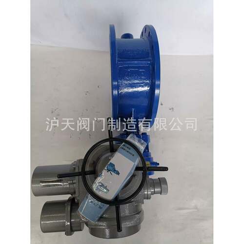 沪天阀门电动蝶阀D942X球墨铸铁双偏心软密封手电两用电动蝶阀