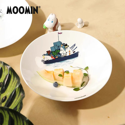 姆明骨瓷圆形餐盘菜盘汤盘