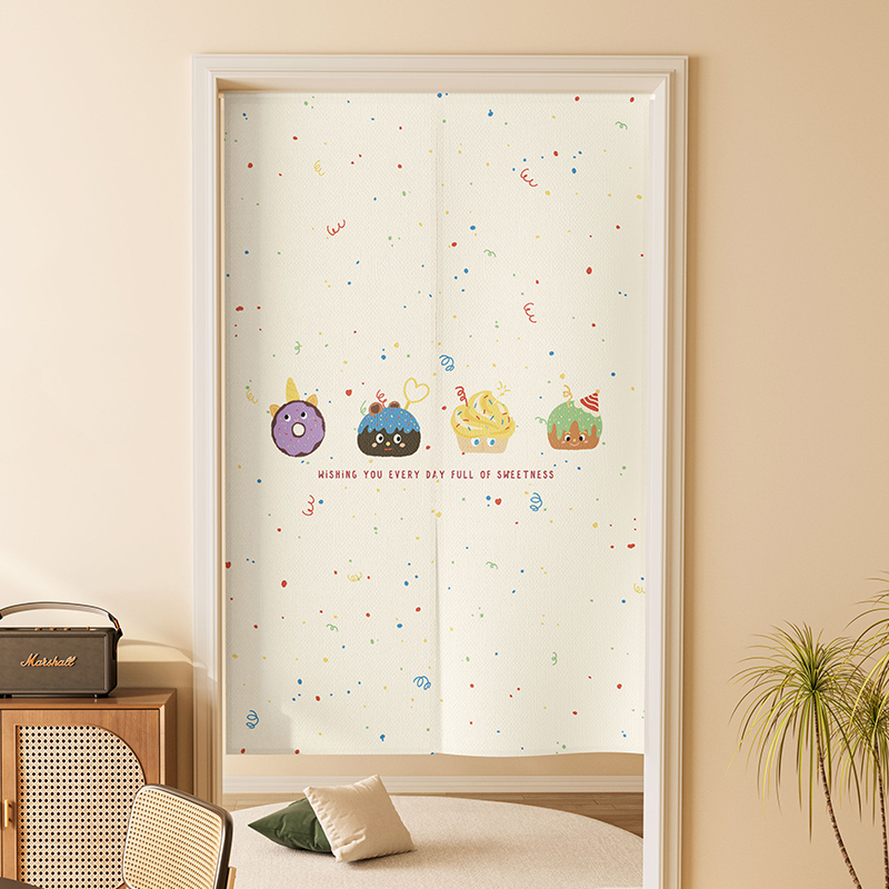 厨房门帘隔断帘半截n短帘家用卧室卫生间厕所遮挡帘半帘挂布免打